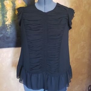 Black ruched blouse. Size L